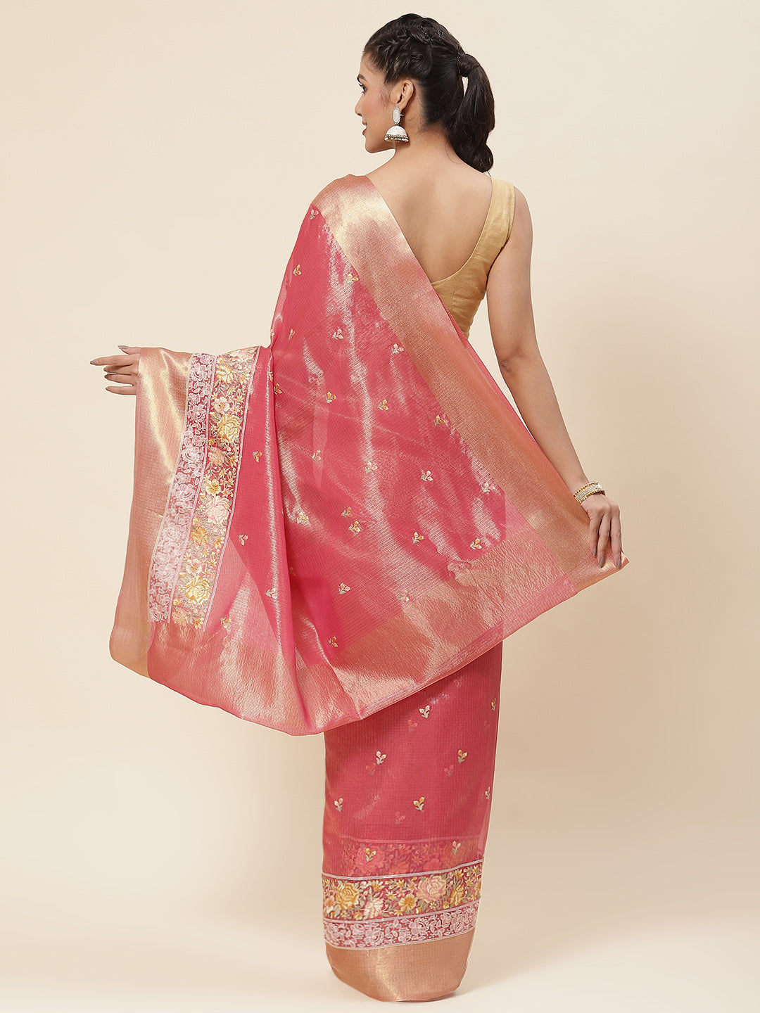 Resham Booti Embroidered Cotton Saree