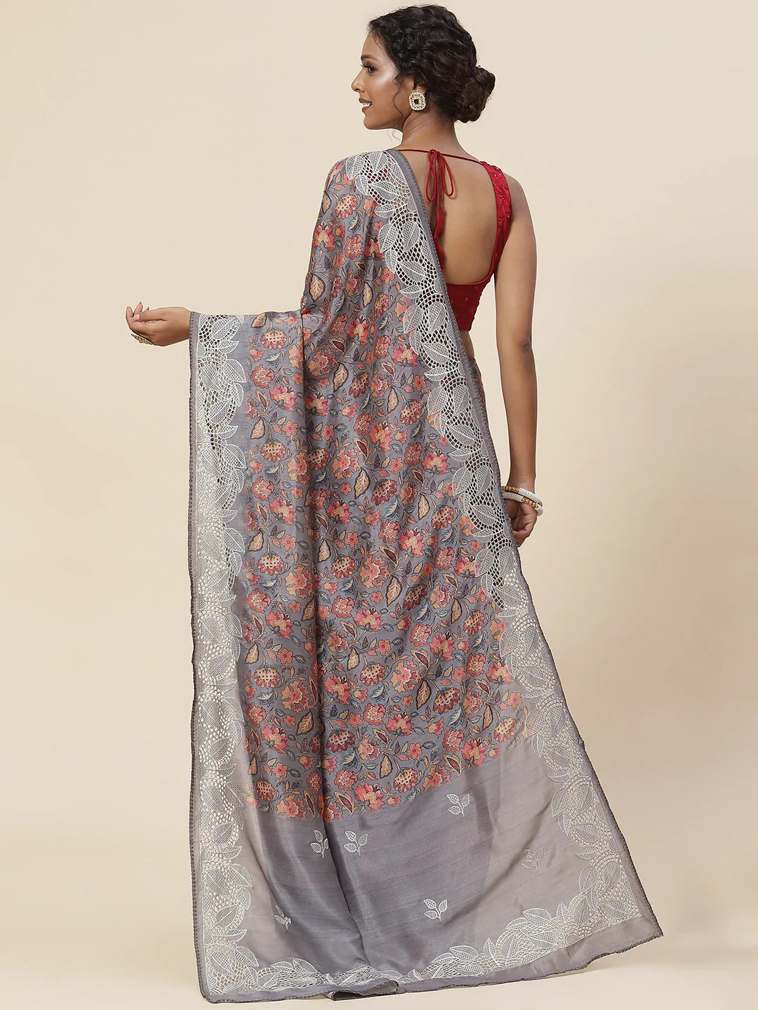 Digital Floral Printed Handloom Saree