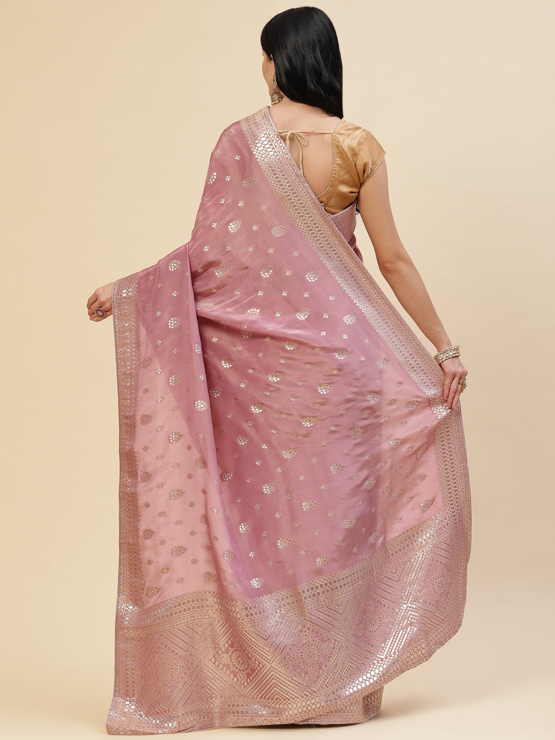 Zari Booti Organza Woven Saree