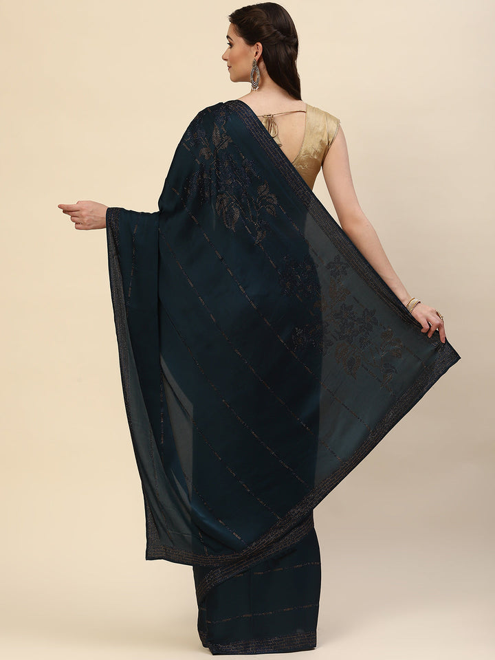 Swarovski Jaal Embroidered Satin Saree