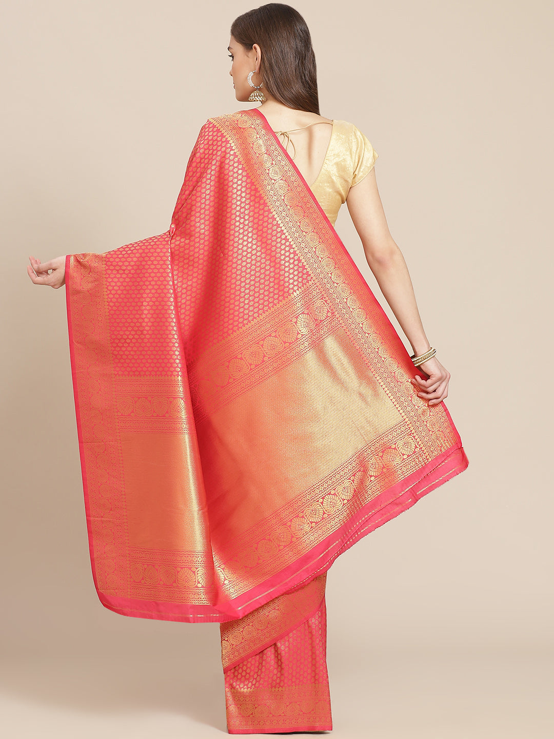 Brocade  Art Handloom Saree with Zari Border