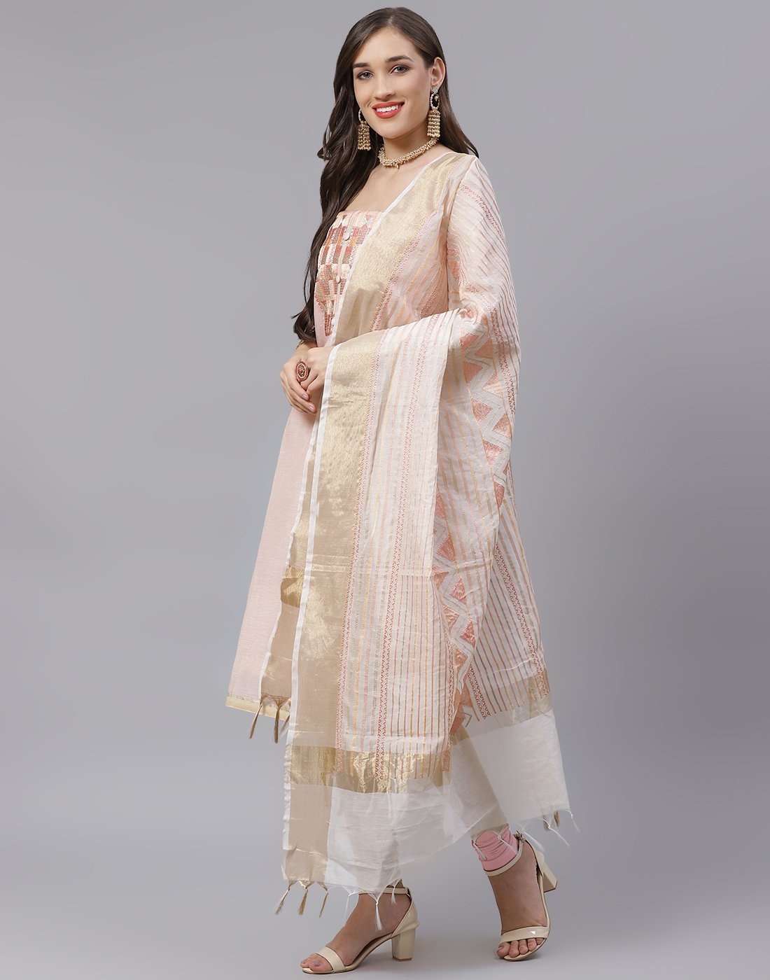 Chanderi Thread work Suit Piece