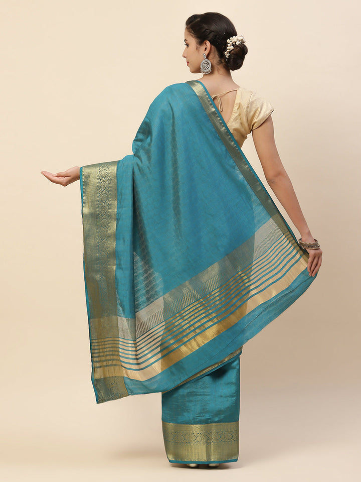 Plain Zari Border Art Handloom Woven Saree
