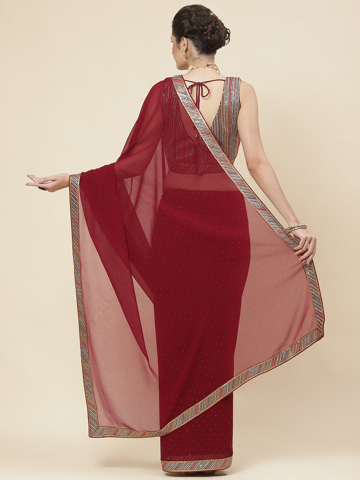 Stone Embroidered Georgette Saree