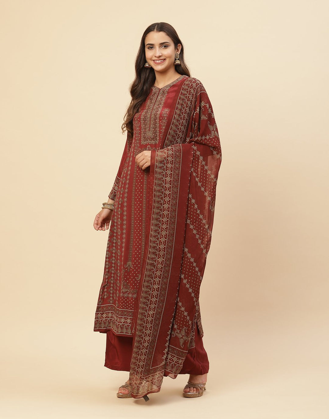 Digital Printed Crepe Salwar Kameez Stitched Suit With Georgette Dupatta