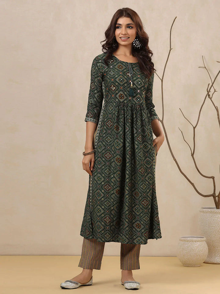 Printed Muslin Kurta With Pants