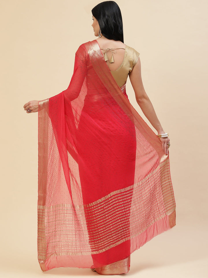 Stone Work Georgette Plain Saree