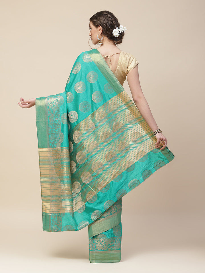 Zari Border Booti Art Handloom Woven Saree