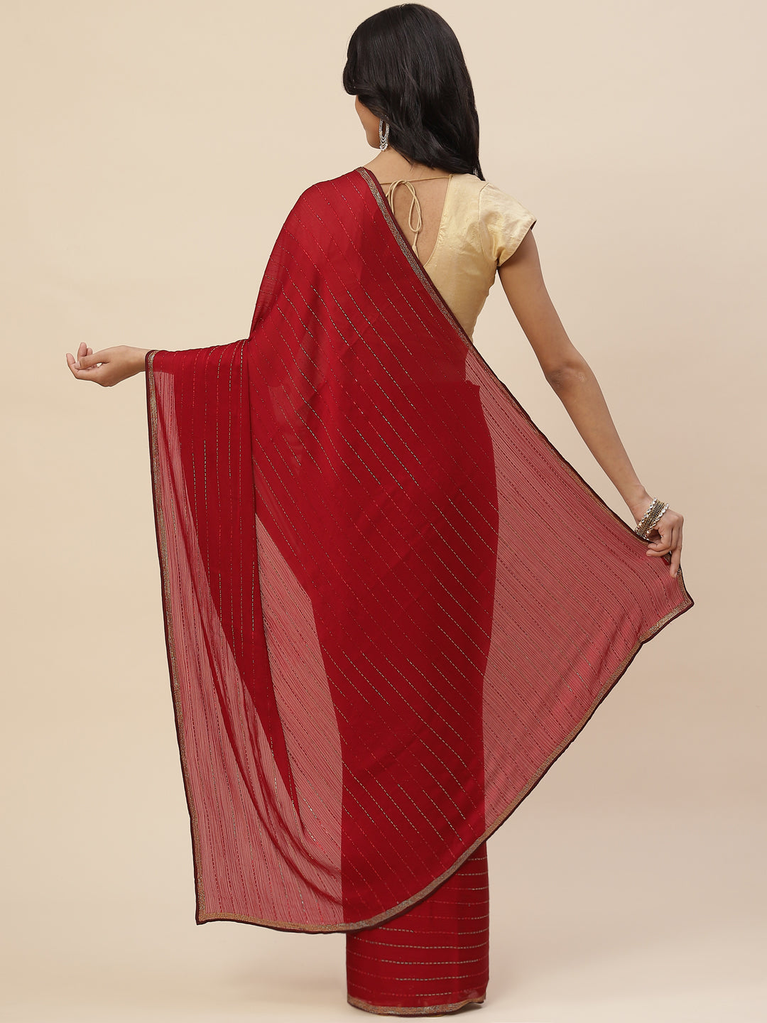 Stone Embroidered Chiffon Saree