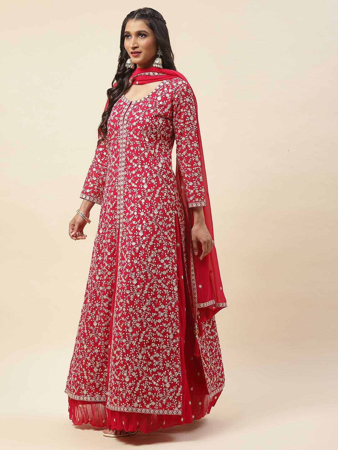 Georgette Kurta With Skirt &amp; Dupatta