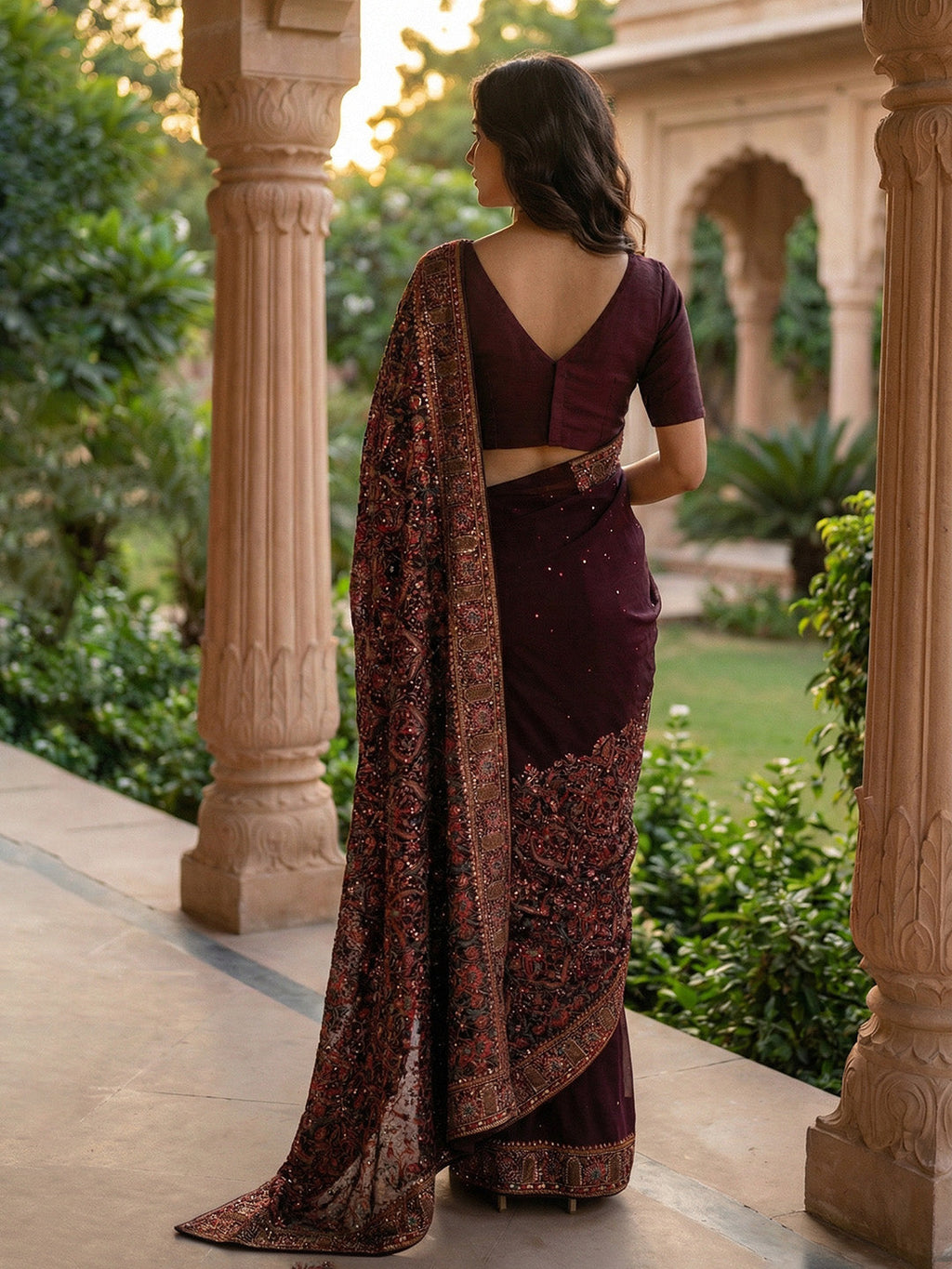 Embroidered Georgette Saree