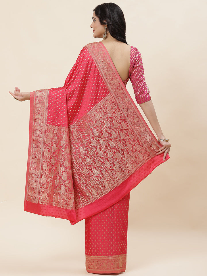 Zari Border Plain Crepe Saree