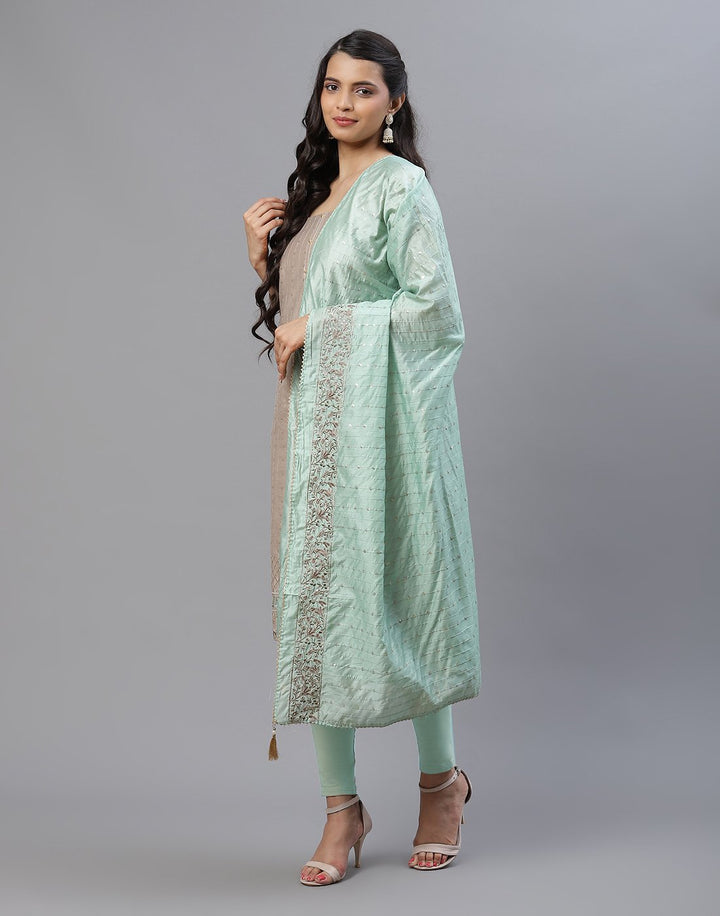 Embroidered Chanderi Suit Piece With Dupatta