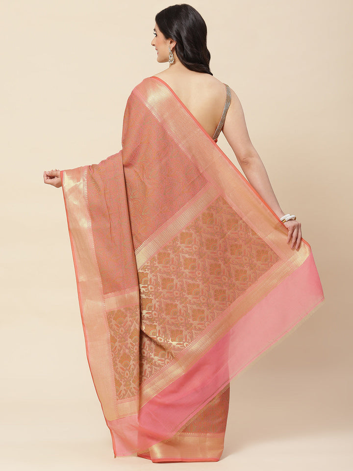 Resham Zari Booti Woven Cotton Saree