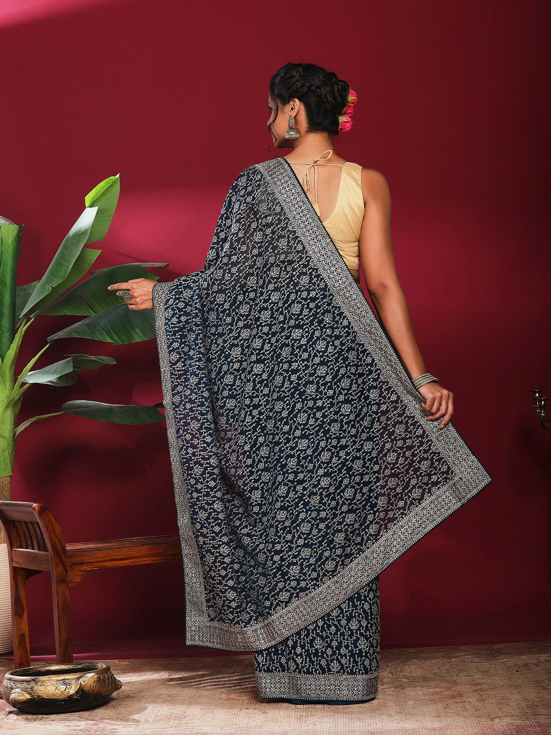 Embroidered Georgette Saree