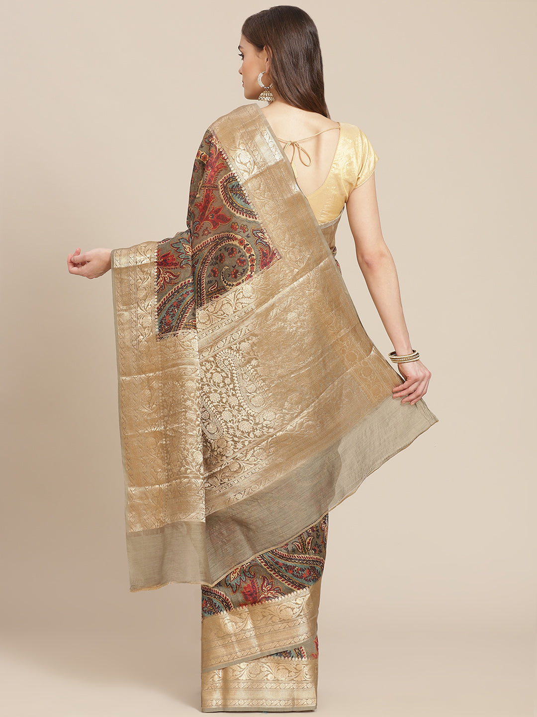 Printed Jamawar Tussar Saree