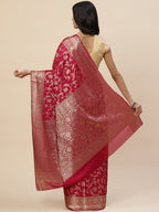 Floral Zari Jaal Chiffon Plain Saree