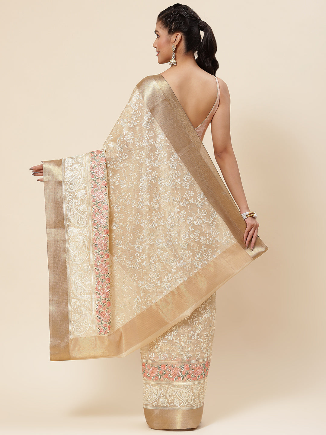 Resham Jaal Embroidered Cotton Saree