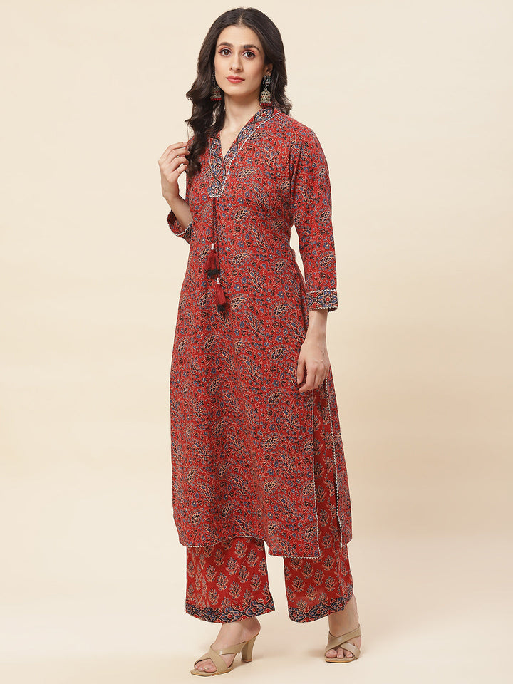 Paisley Printed Cotton Kurta With Pants