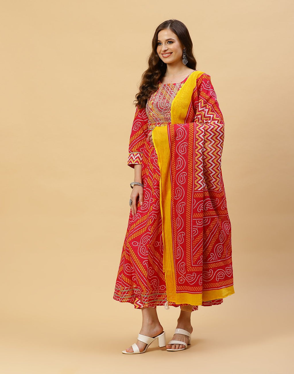 Bandhez Printed Cotton Anarkali Salwar Kameez Stitched Suit