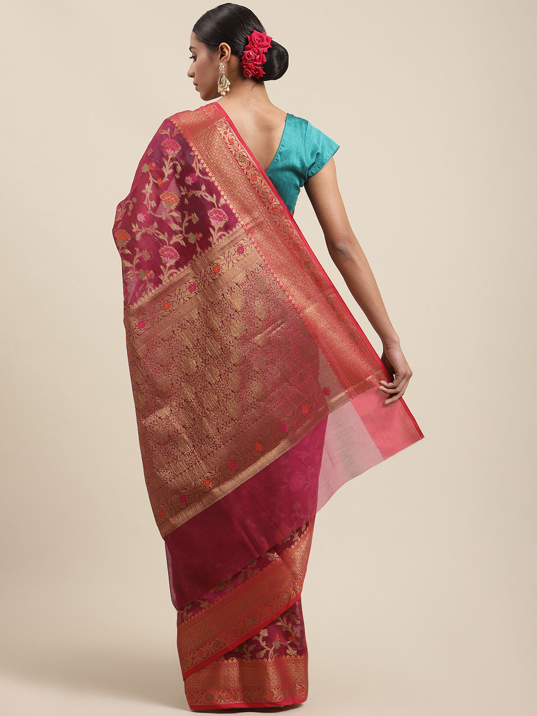 Zari Jaal Cotton Woven Saree