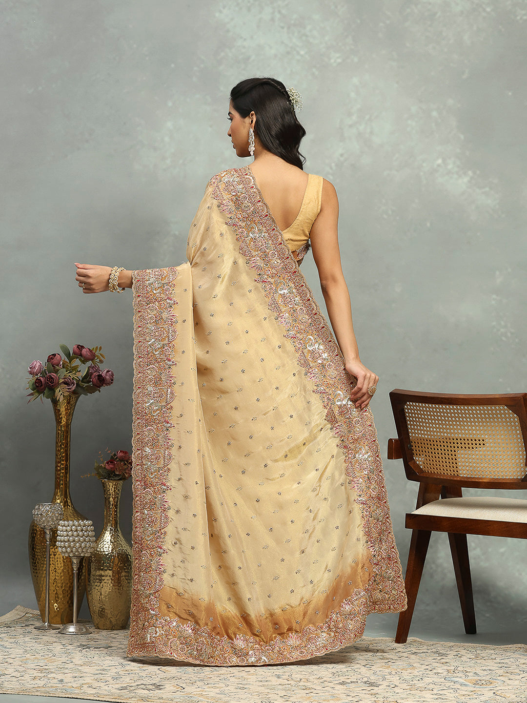 Zari Jaal &amp; Sequin Embroidered Banarasi Saree
