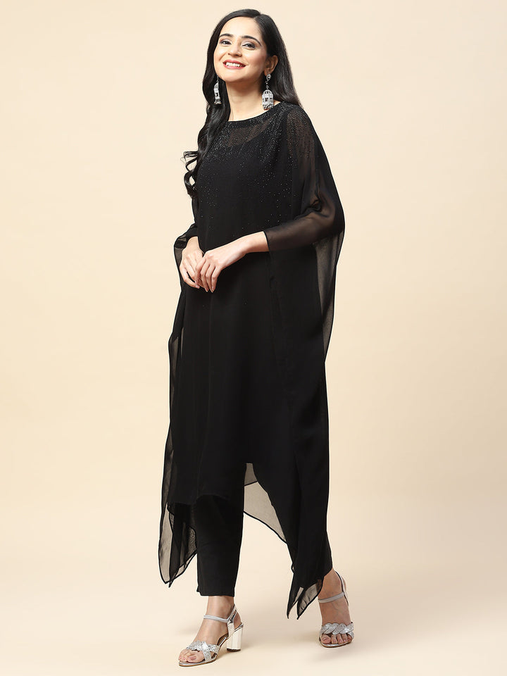 Stone Work Georgette Kaftan Kurta With Inner