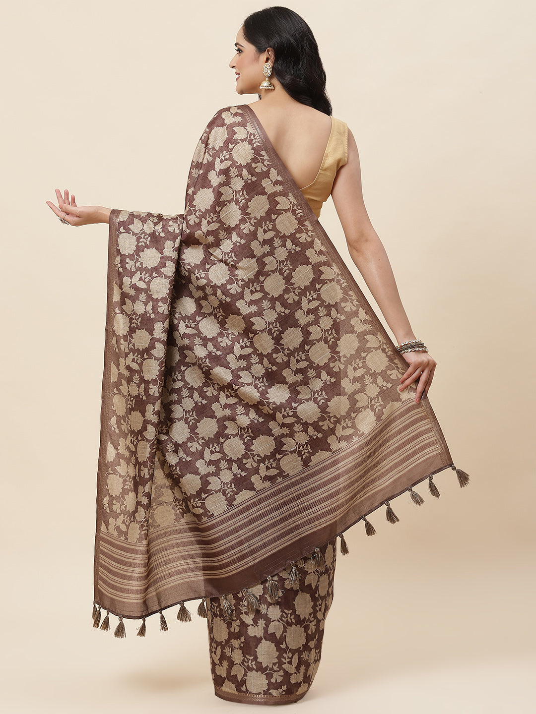 Digital Floral Printed Tussar Saree