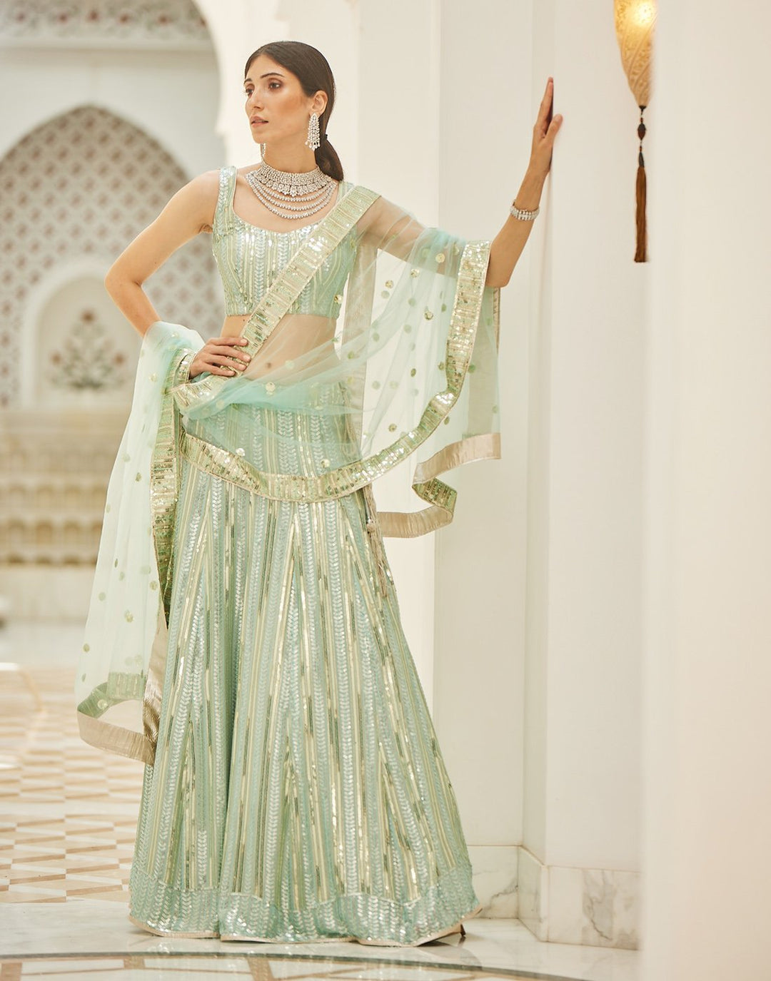 Sequence Embroidered Georgette Lehenga With Net Dupatta