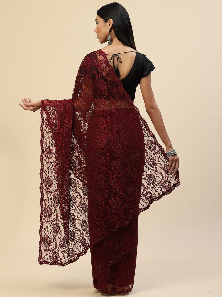 Stone Embroidered Lace Saree