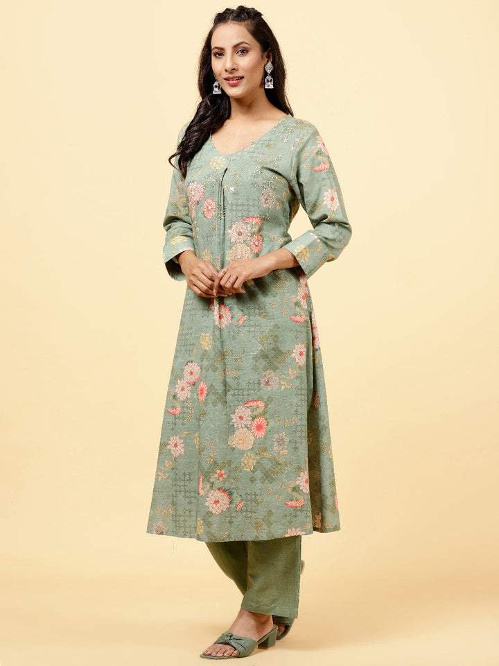 Printed Cotton Kurta With Pants