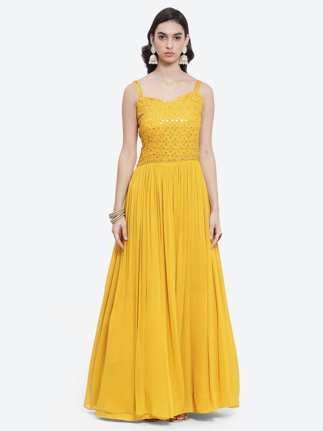 Resham Mirror Booti Georgette Net Dupatta Dress
