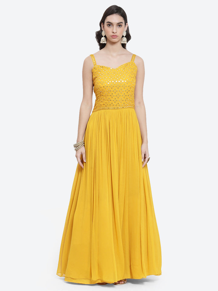 Resham Mirror Booti Georgette Net Dupatta Dress