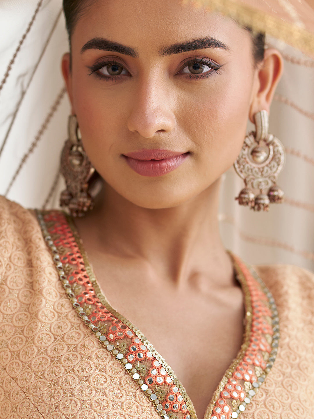 Embroidered Geogrette Gown With Dupatta