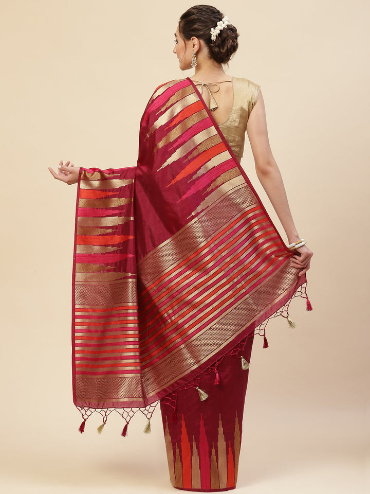 Plain Zari Border Handloom Woven Saree