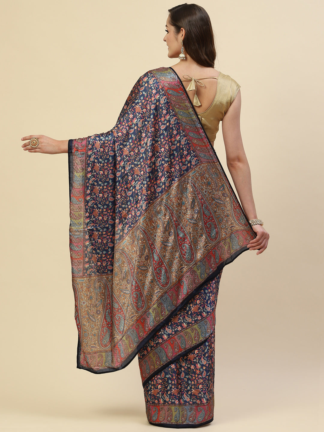 Floral Printed Satin Saree