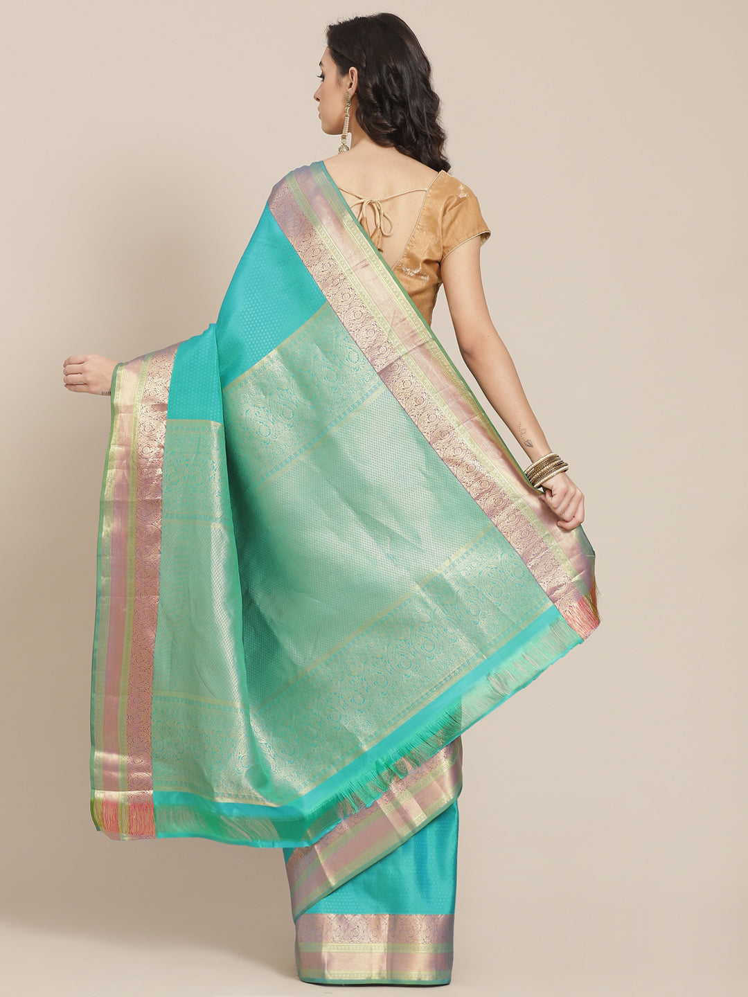Resham Zari Border Woven Soft Silk Saree