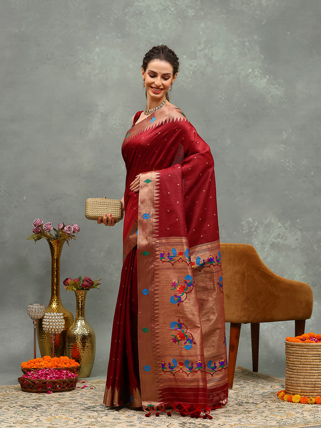 Paithani Woven Design Tussar Saree