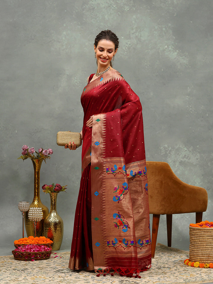 Paithani Woven Design Tussar Saree