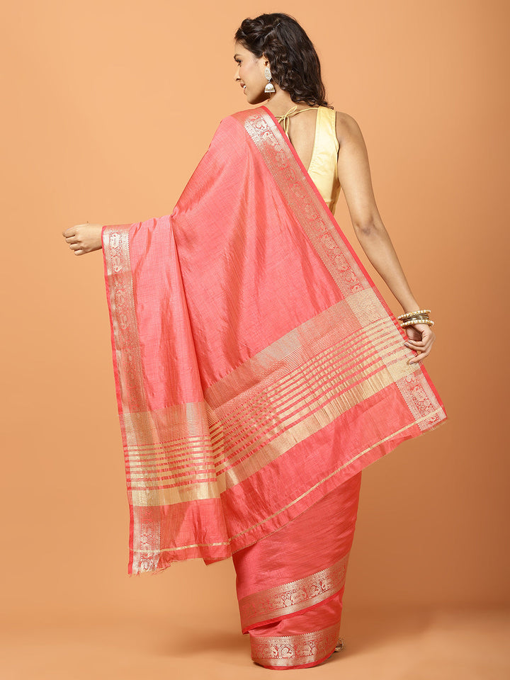 Plain Zari Border Art Silk Saree