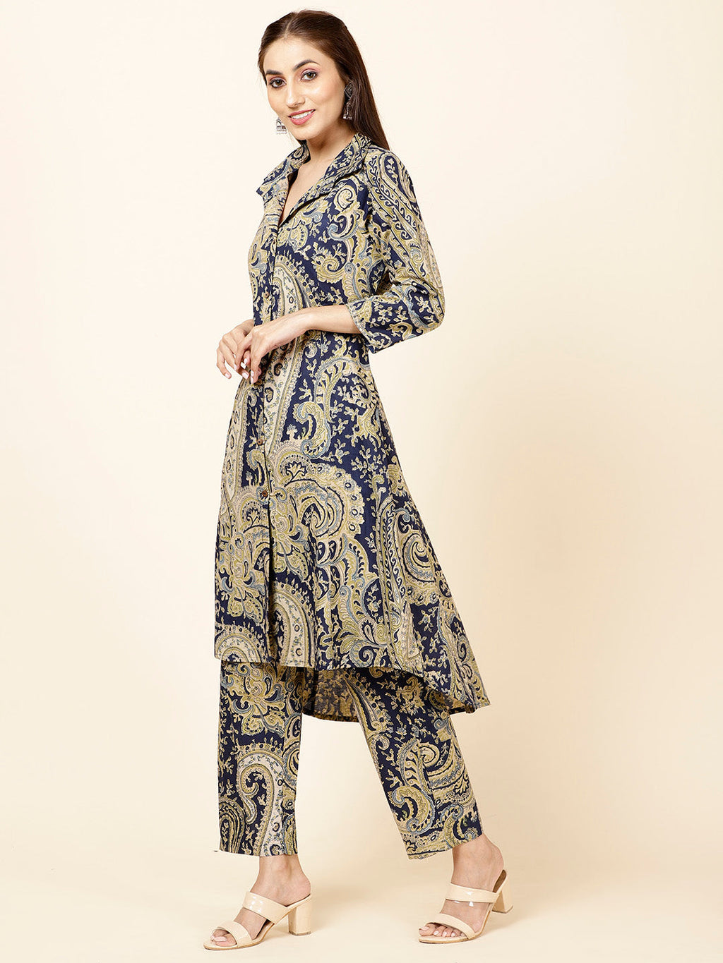 Paisley Printed Cotton Kurta With Pants