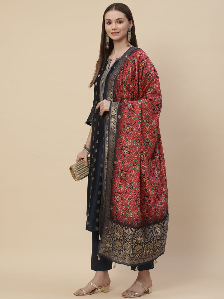 Zari Booti Cotton Kurta With Pants &amp; Dupatta