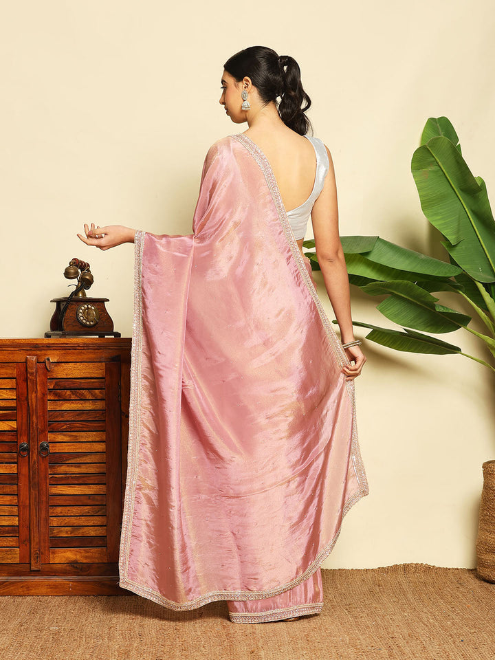 Sequence Embroidery Tissue Saree