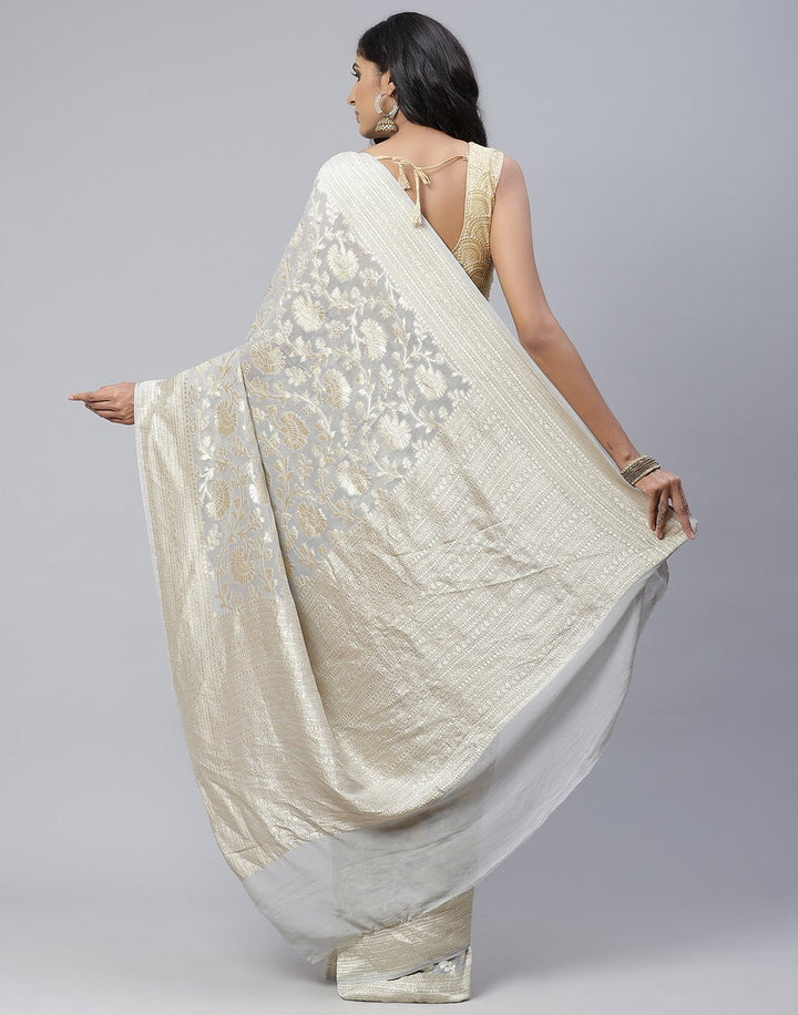 Light Pink Khadi Banarasi Jaal Saree