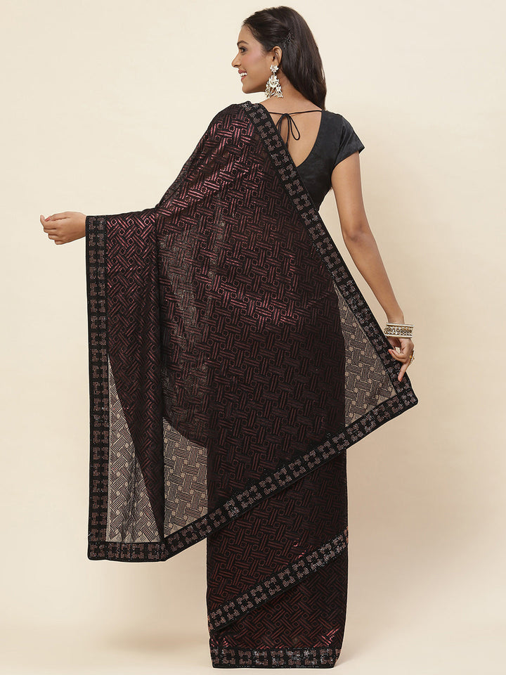 Resham Embroidered Chiffon Saree
