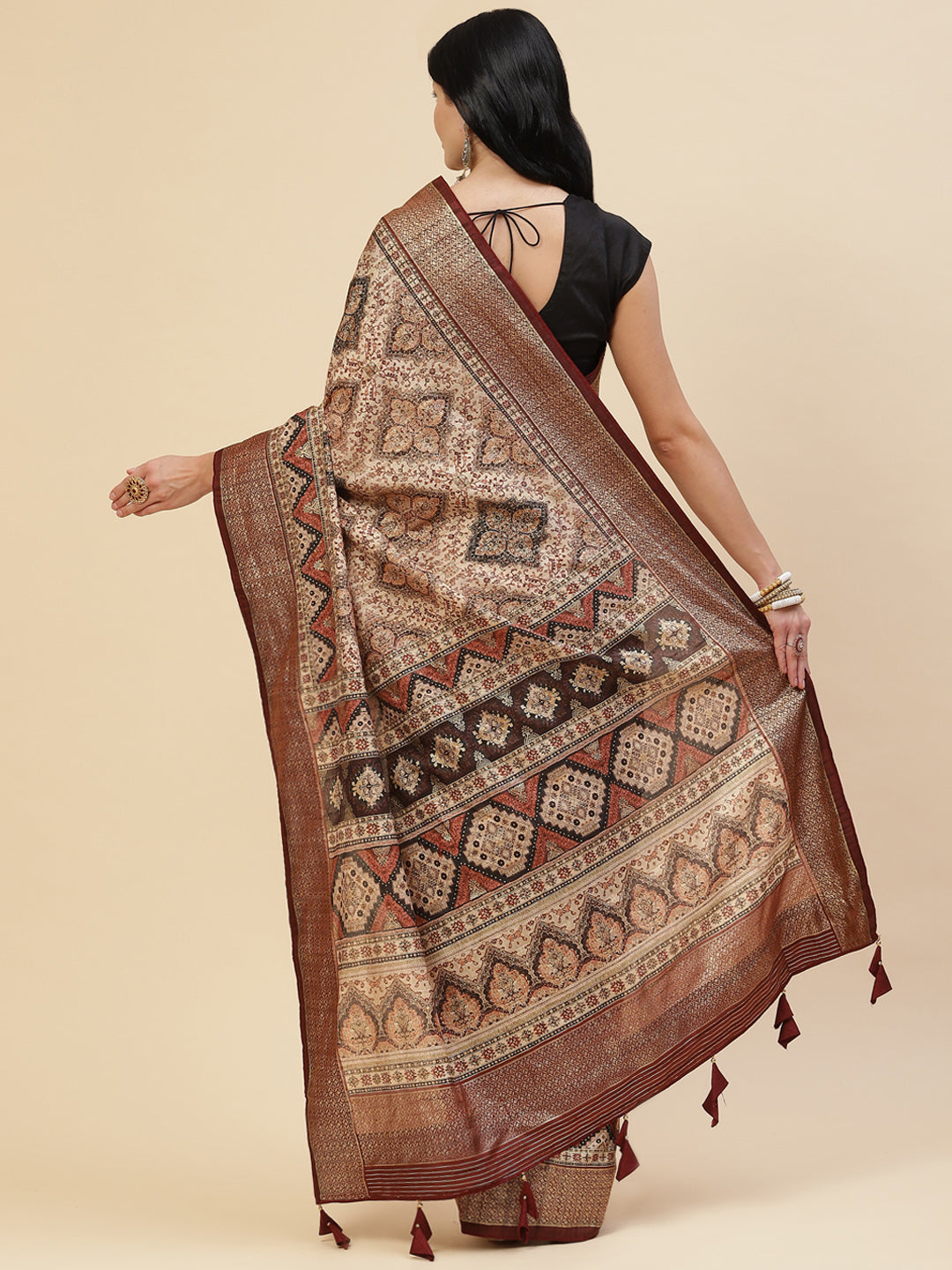 Abstract Printed Handloom Saree