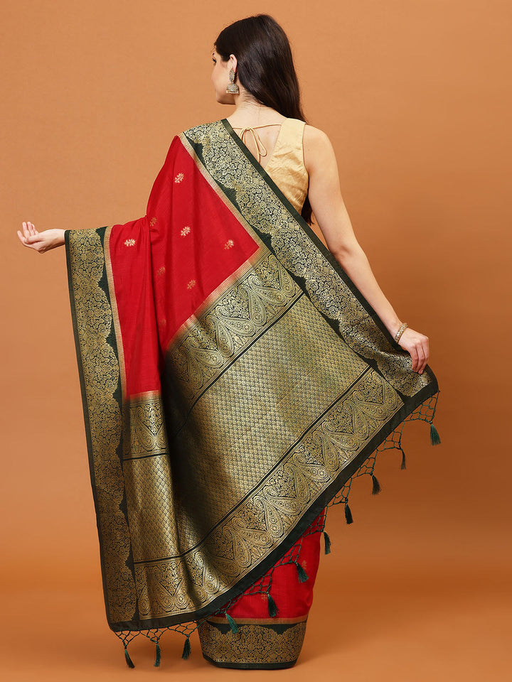 Zari Border Booti Handloom Woven Saree