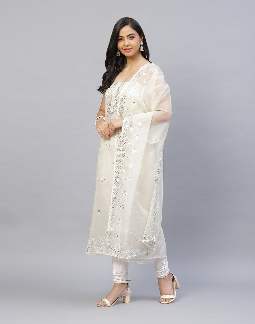 Embroidered Organza Kora Suit Piece
