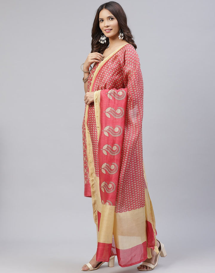 Printed Chanderi Suit Piece