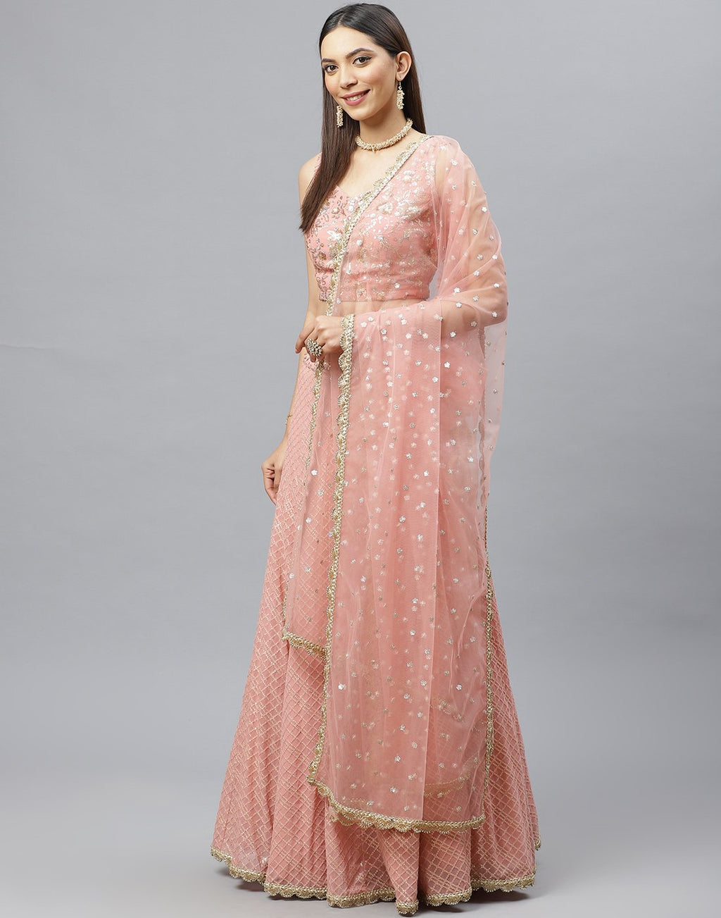 Georgette Lehenga With Embroidered Choli